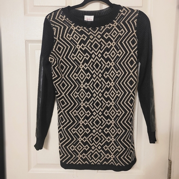 PARKER Women's Black Geometric Pattern Long Sleeve Knitted Sweater Size XSmall - Picture 6 of 15